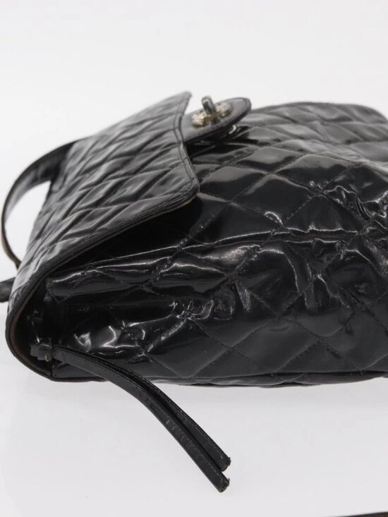 CHANEL Matelasse 25 Chain Backpack Enamel Black Silver CC Auth gh1554 main image 14